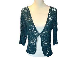 Teal Open Crotchet Sweater Sz M